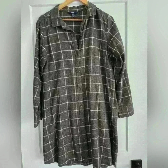 HATLEY large Grey 💯 Cotton women's shirt dress - Picture 1 of 15
